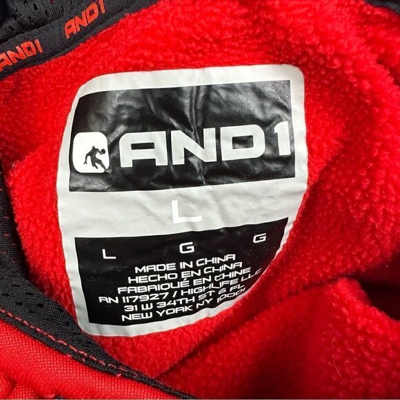 And 1 Hoodie Mens Large Red Pullover Sweater Side Zip Basketball Sports Casual - Picture 12 of 15
